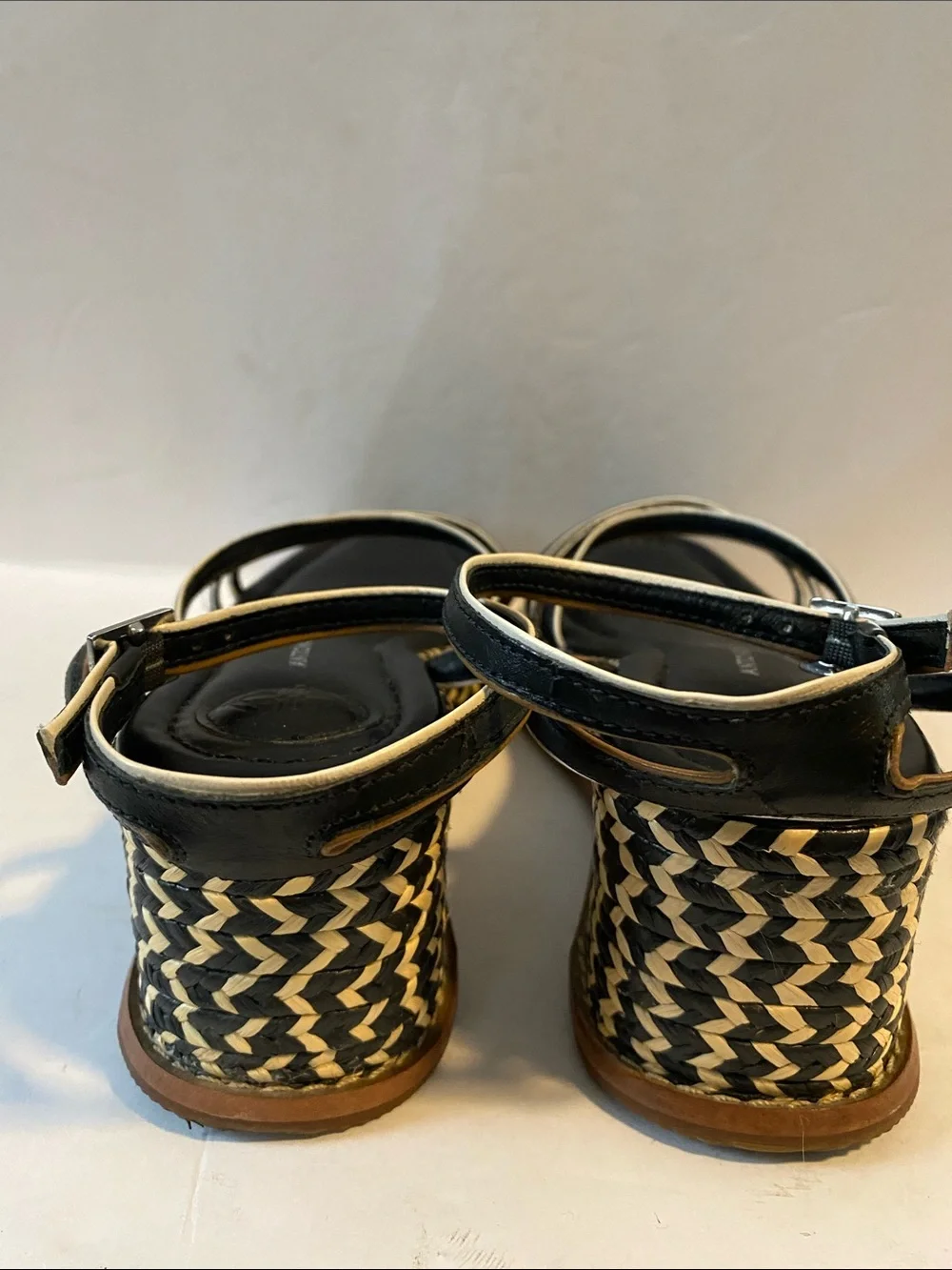 ANTONIO MELANI Black Woven Platform Wedge Sandals